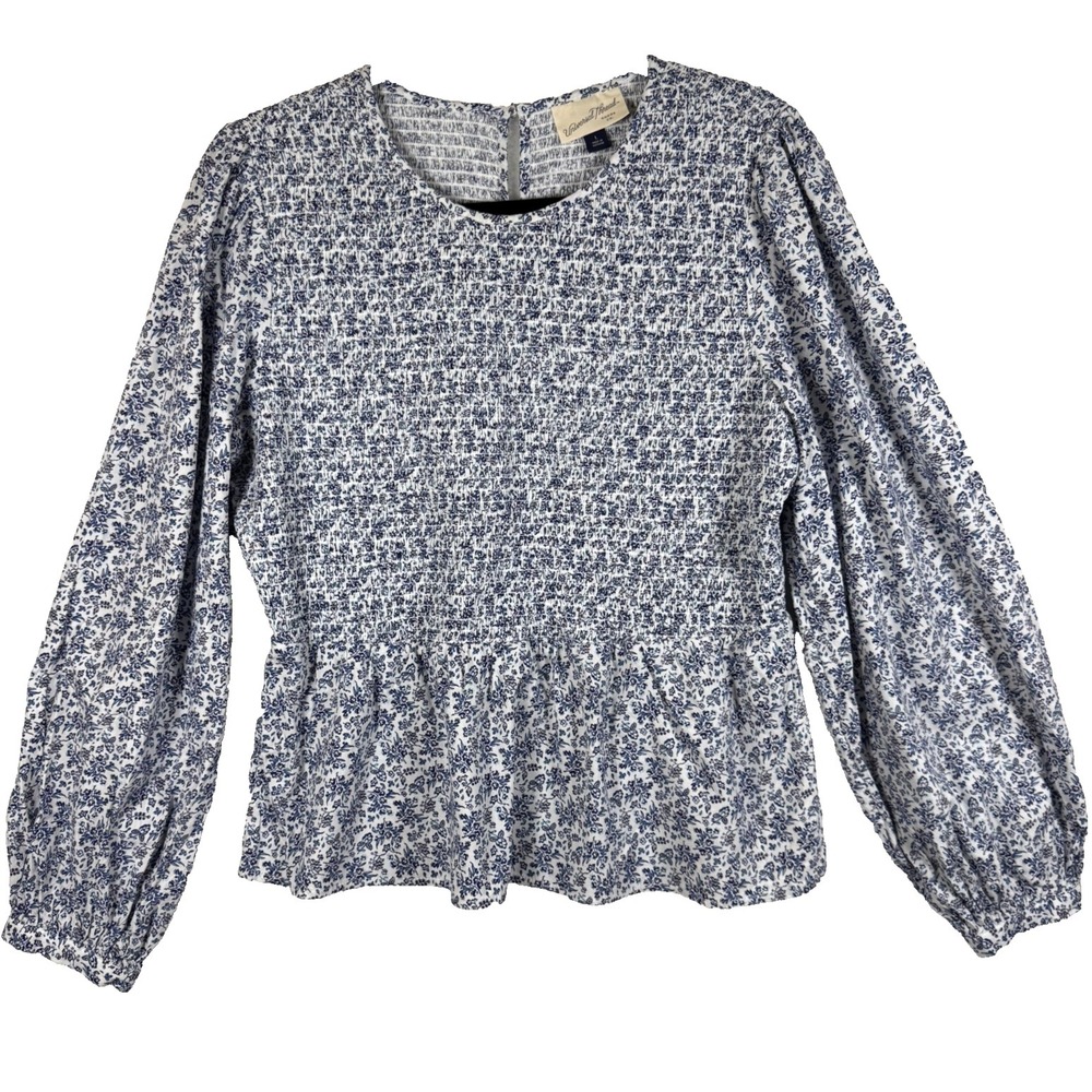 Universal Thread Womens Large Top Blue Floral Long Sleeve Prairie CottageCore